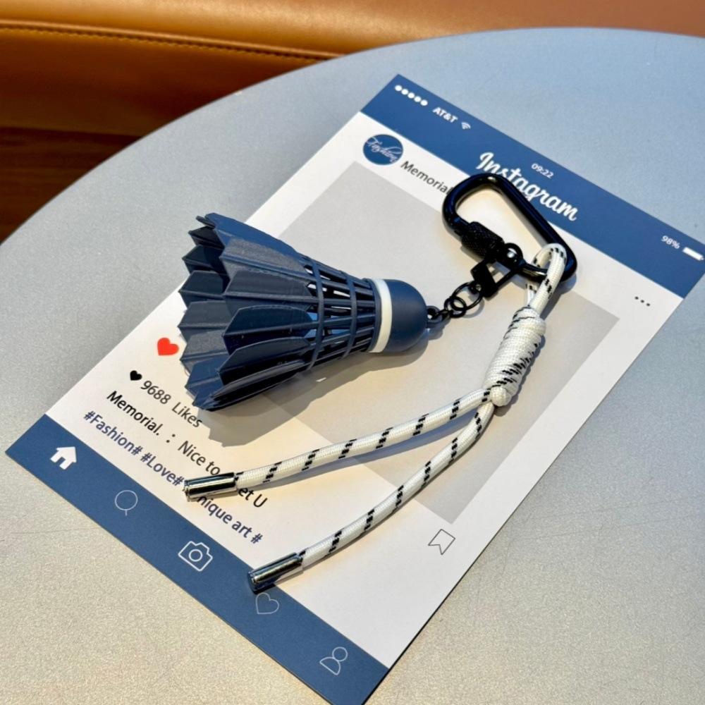 Badminton Keychain Bag Charm, Dark Blue Sports Backpack Pendant, Stylish Athletic Accessory for Backpack, Gym Bag Decoration, Travel and Daily Use Gift for Sports Lovers