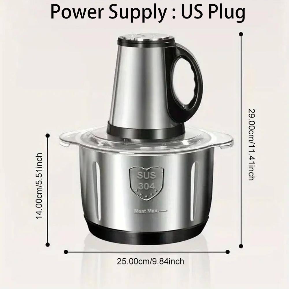 Stainless Steel Meat Grinder, Large Capacity Electric Food Chopper, 3 Speed Food Processor, Dough Mixer for Vegetables, Onions, Garlic, Salads