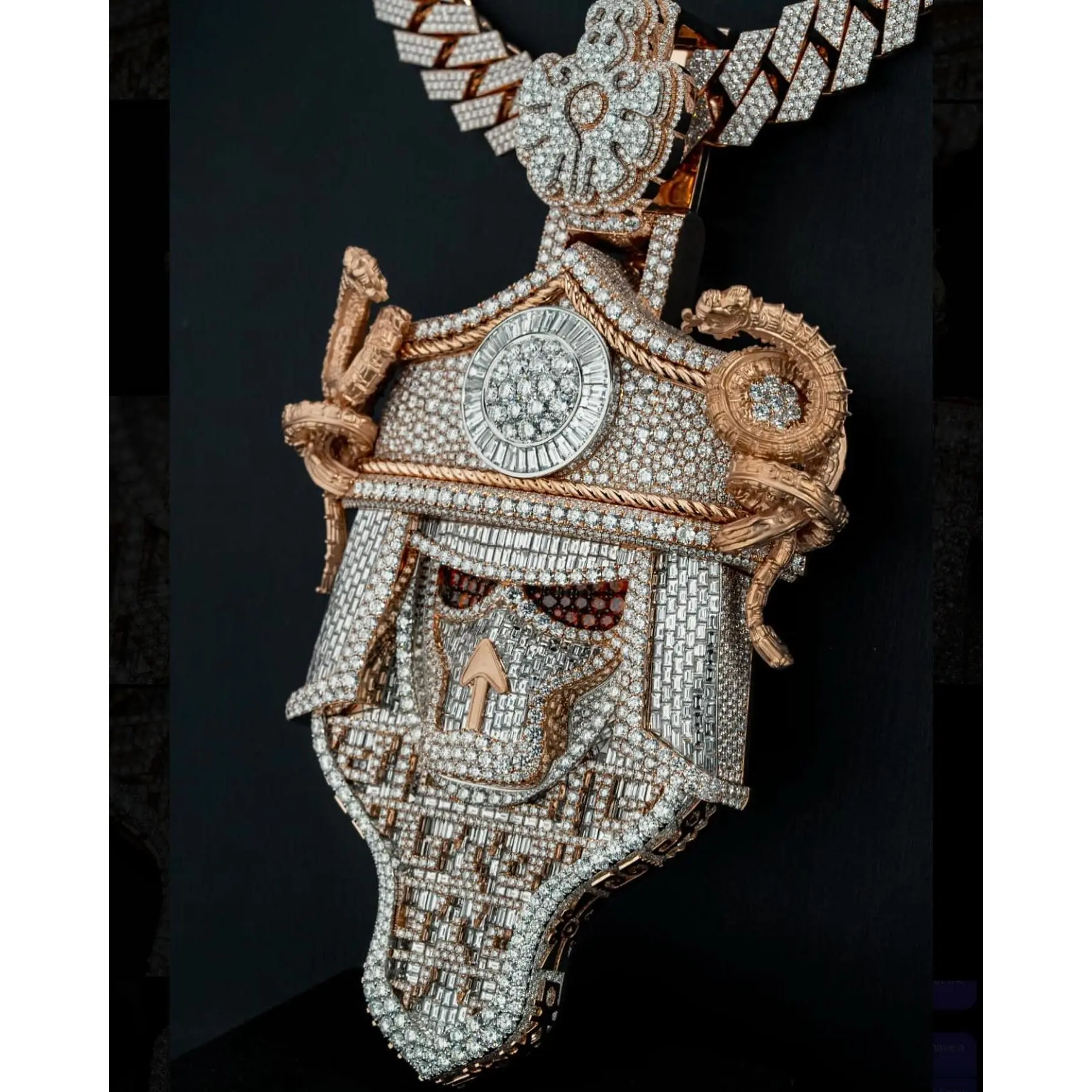 2–68 RCC stylish design iced-out cubic zirconia pendant necklace, 1.4K plated bright cut gemstone hip hop jewelry for women streetwear men's jewelry trendy costume jewelry