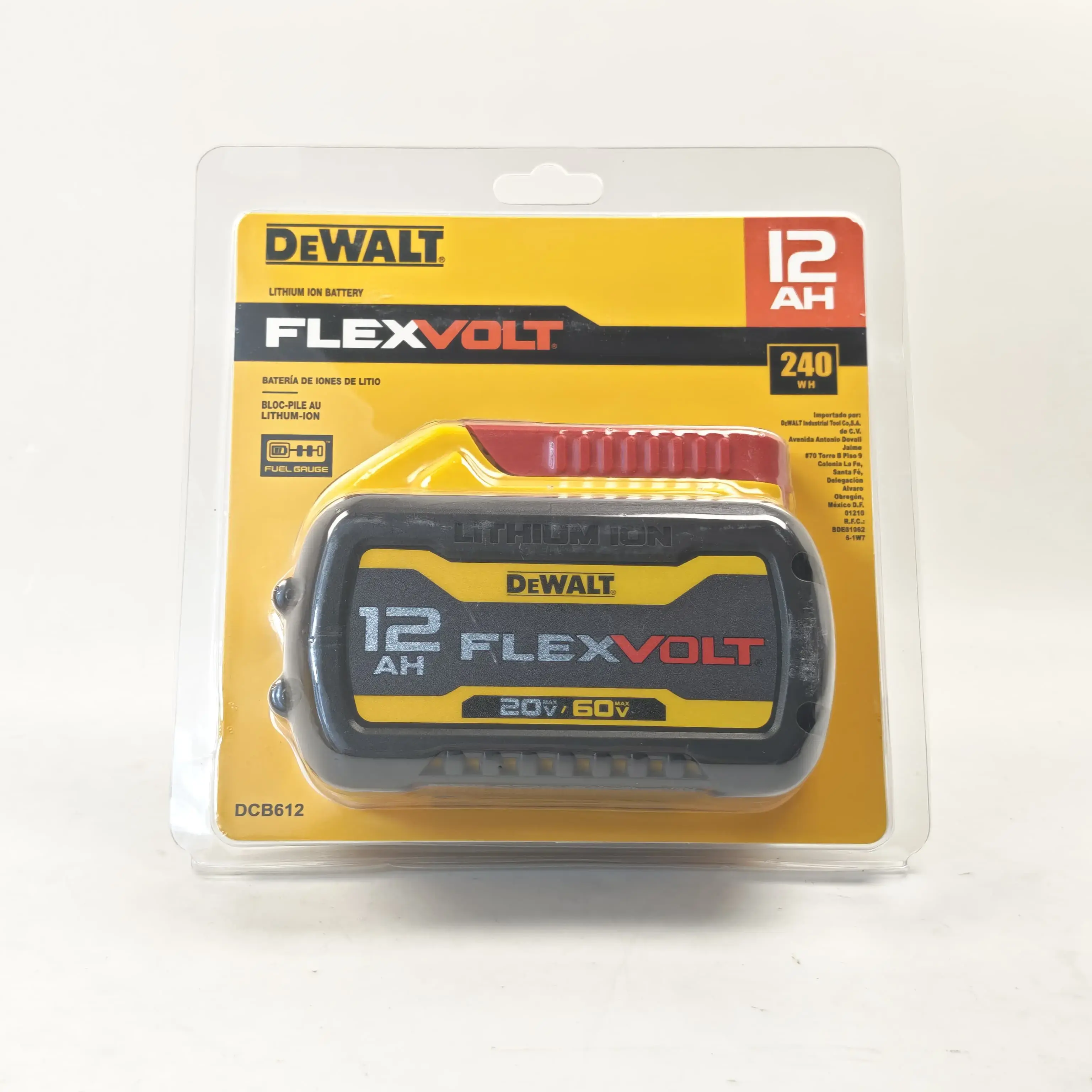 DEWALT DCB612 FlexVolt 12Ah 240Wh Lithium Battery, 20V/60V Dual Voltage Replacement Battery with Fuel Gauge, Long Runtime for All Dewalt 20V & 60V Power Tools, Batteries, Dual Voltage Compatibility