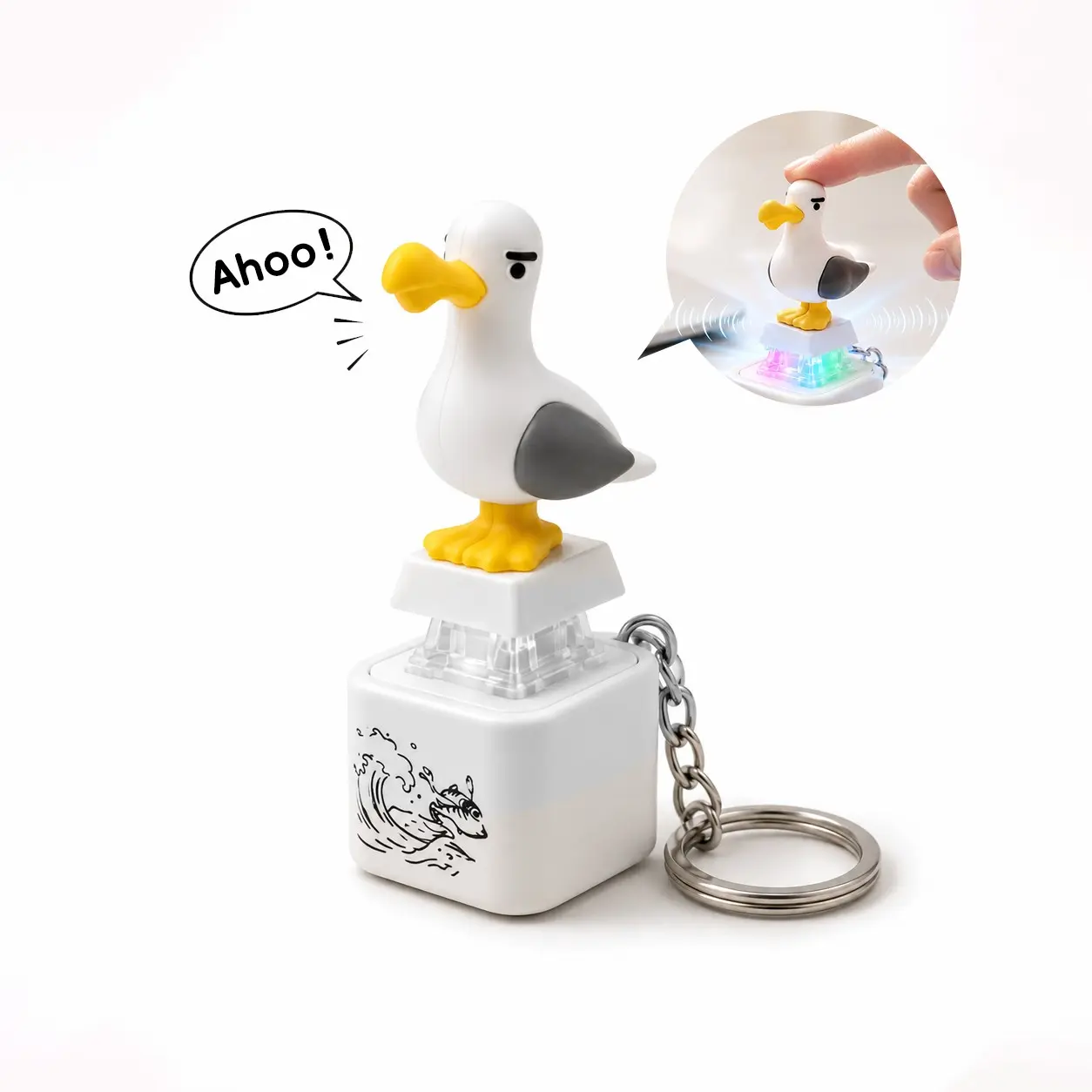 2 Talking Animal Keychains with Buttons, Press for Sound, Cute Cartoon Bag Charm, Fun Stress Relief Toy, Birthday Gift for Kids and Adults