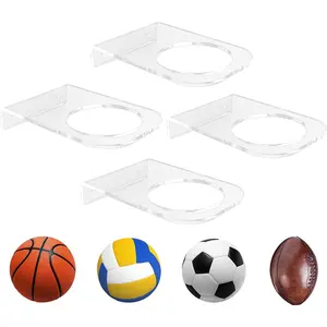 Basketball Holder Wall Mount, Acrylic Football Display Rack, Clear Ball Storage Hanger Wall Mount, for Football, Basketball, Volleyball, Rugby and Soccer