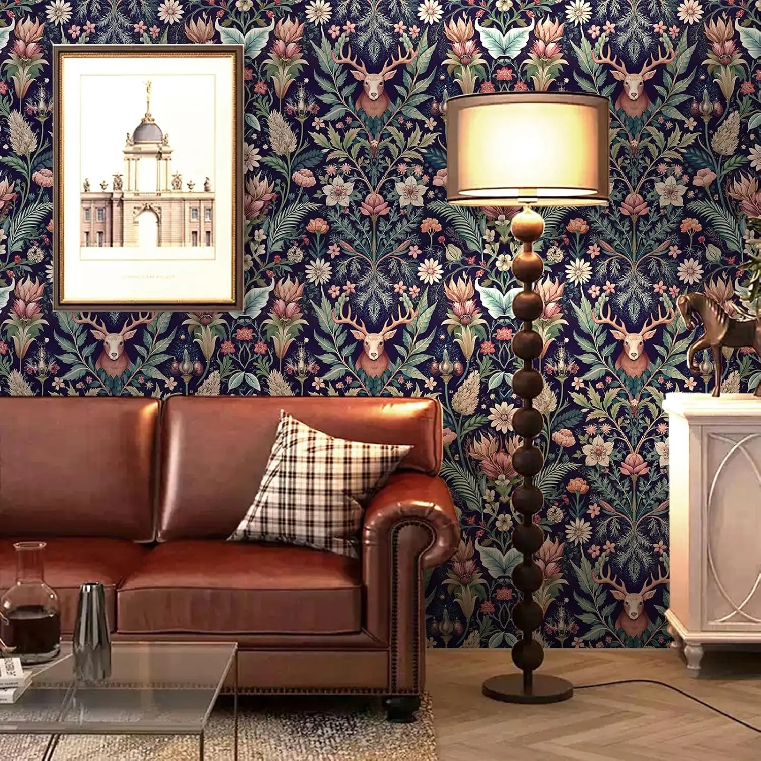 Self-Adhesive Deer and Forest Wallpaper, Moisture-Proof Floral Art Decor, Universal for Bedroom and Living Room, Easy to Peel and Stick, Removable Wallpaper