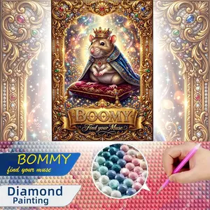 One large-sized 2D flat frameless royal hollow relief style diamond-embedded gorgeous crown mouse pattern hand DIY diamond painting kit suitable for home decoration and handcraft lovers