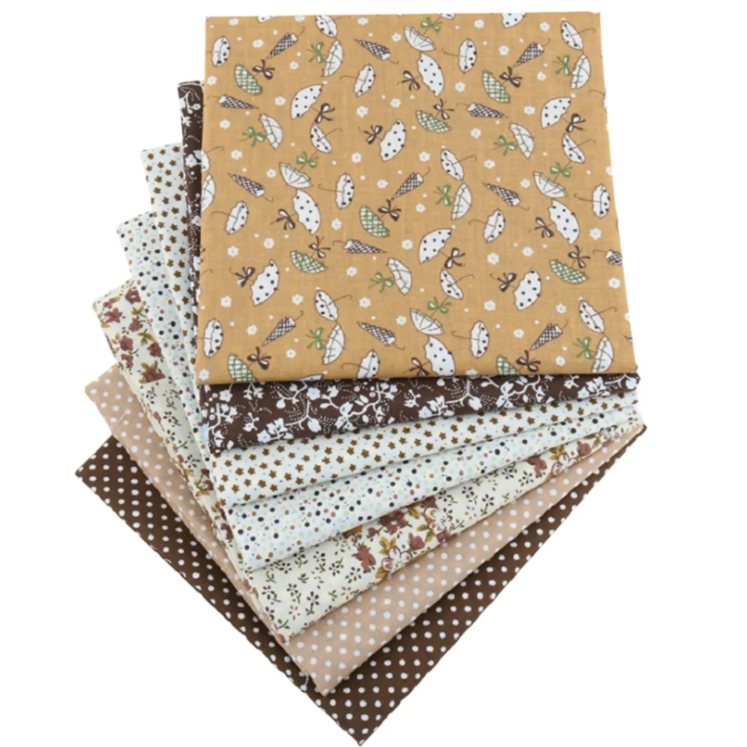7-Piece Coffee Series Floral Printed Bohemian Pattern Flower Patchwork Cotton Quilt Set, DIY Sewing, Sewing Fabric, Applique, Handmade Crafts, Customized Craft Supplies