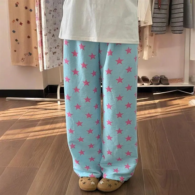 Anime JOJO Steel Ball Run Jonathan Joestar Cosplay Polyester Full-Length Menswear Pants, Blue Oversized Loose Straight-Legs Casual Summer Pyjamas with Standard Multi-Sizes (As Photo)