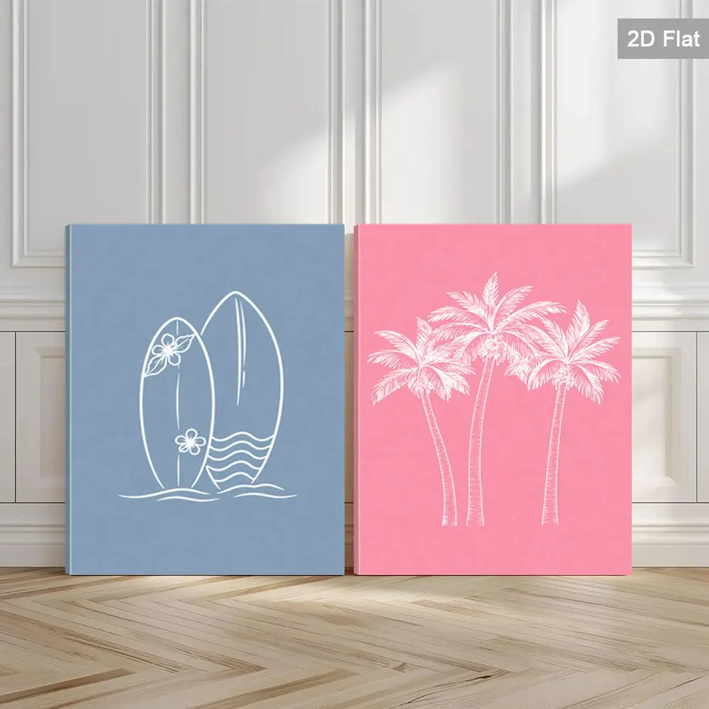 2 Piece Surf Theme Wall Art Set, Tropical Canvas Print Posters, Beach Art Poster, Modern Home Decor, Indoor Room Decoration