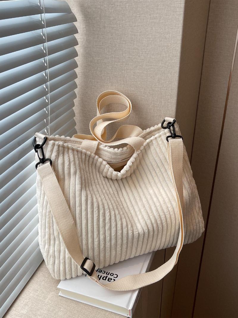 Summer 2025 New Arrival Women's Preppy Minimalist Tote Bag As Gift, Trendy Large Capacity Shoulder Bag, All-match Shoulder Bag for Daily & School Use, Clean Girl Commuter Bag for Teen Student, Valentine's Day, Gift