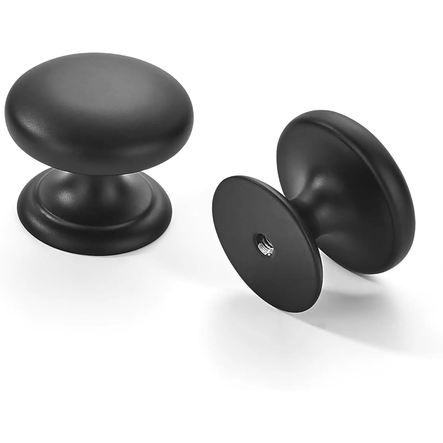 4-Pack 1.5-in Matte Black Zinc Alloy Bifold Closet Door Knobs, Includes Installation Screws, Suitable for Kitchen, Bathroom Cabinets & Bedroom Furniture