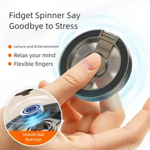 Phone Stand & Fidget Spinner Combo, Dual Magnetic Ring Stand, Foldable, 360° Rotation, Magsafe Compatible, Stress Relief Accessory