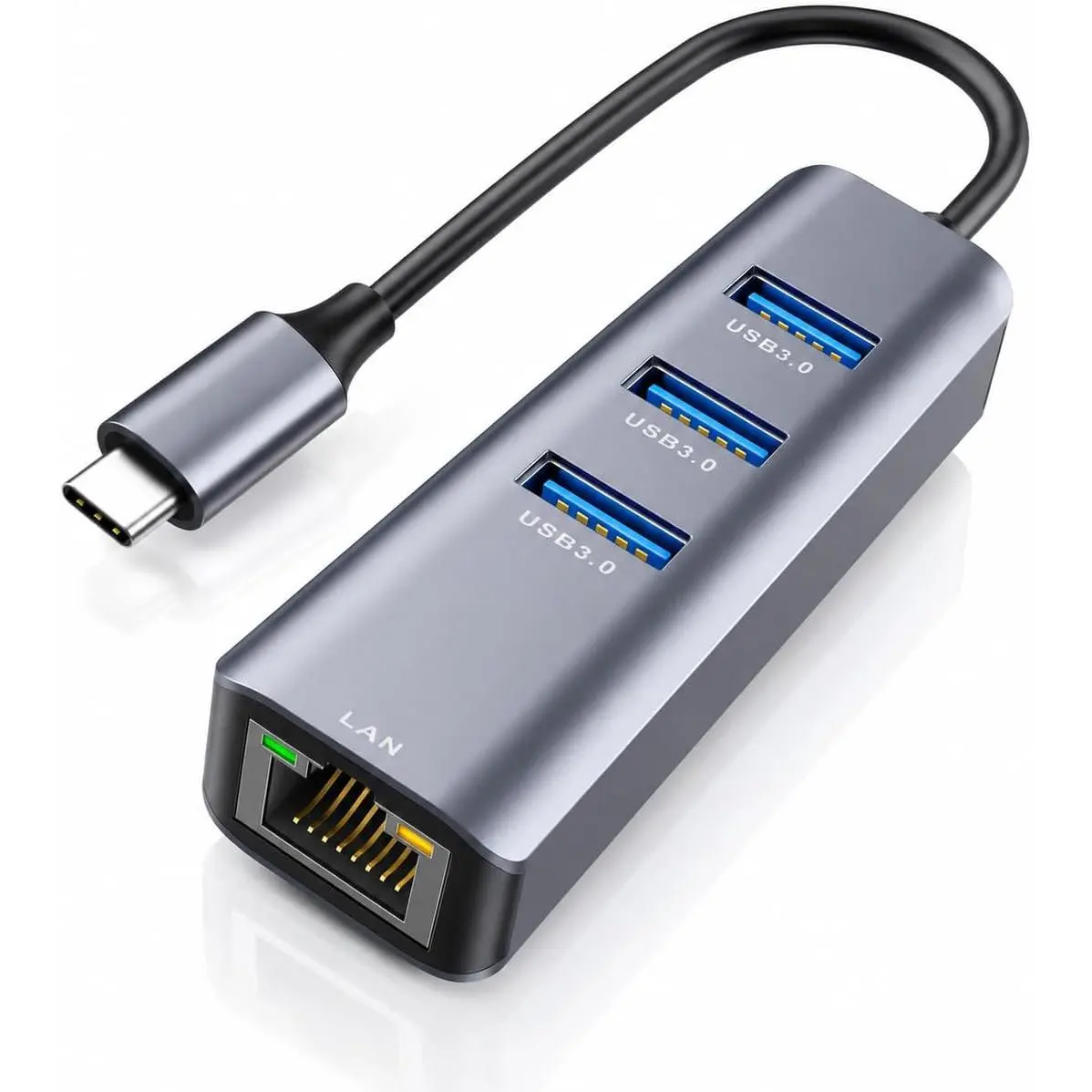 USB C to Ethernet Adapter, 4-in-1 RJ45 to USB-C/Thunderbolt 3 to Gigabit Ethernet LAN Network Adapter for MacBook Pro/Air 2023/2024, iPad Pro,  15/16 Pro/Max, Chromebook, XPS,Surface Book