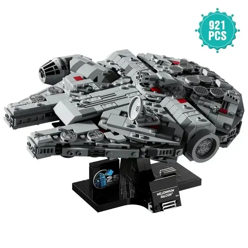 New Interstellar Cargo Ship Building Blocks Set, Classic Disk Fighter Shape, Includes Display Base, Sci-Fi Theme Model Kit