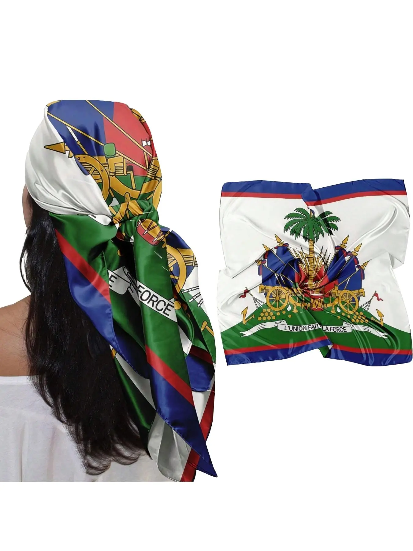 1PC Haiti Flag Scarf For Women - Soft Head Scarf, Polyester Material, Casual Bandana, Hair Wrap, Neck Scarf, Shawl - Fashion Accessories For Women, Suitable For Sleeping, Travel, Outfit Styling, Gift For Her