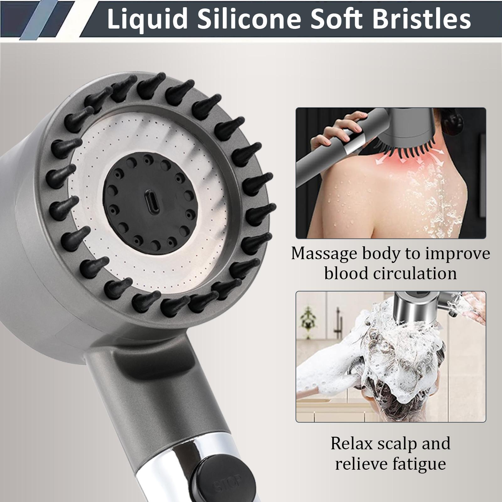3-Setting Handheld Shower Head with Massage Function & Water Boost — Comes with 5 Filter Cartridges