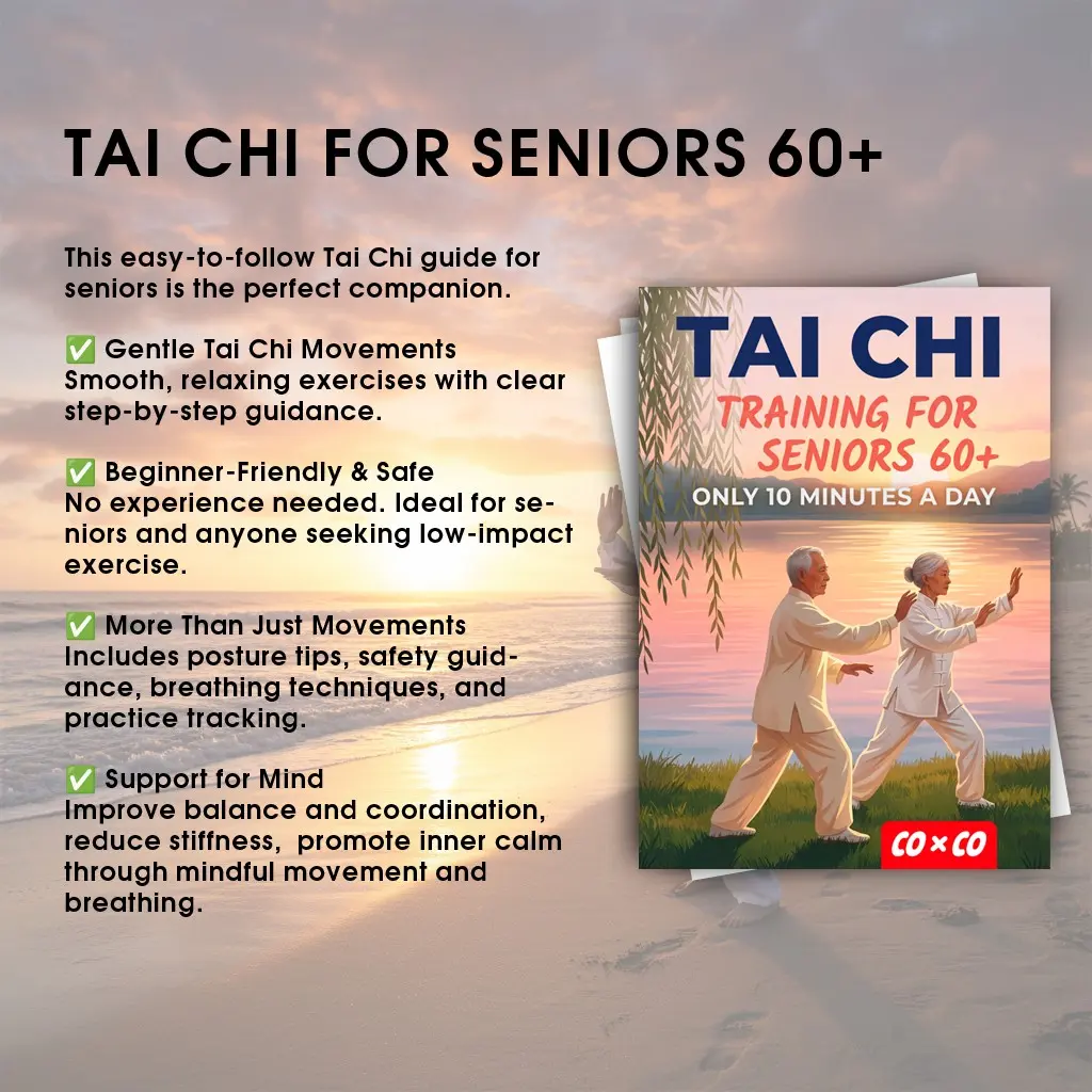 Tai Chi Beginner Book for Seniors, 10-Minute Daily Exercises, 28-Day Plan, A5 Portable Guide, Home Fitness, Stress Relief, Joint-Friendly