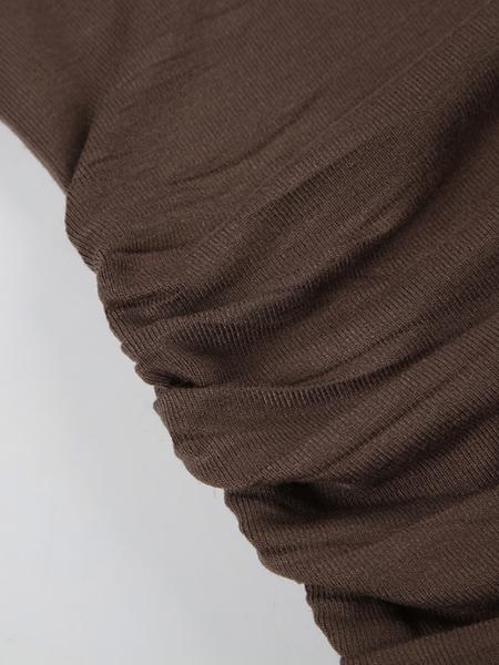 Women's Retro Ethnic Style Beaded Asymmetrical Shoulder Flounce Sleeve Top Blouse, Slim-Fit Spring & Fall Fashion, Moderate Fabric