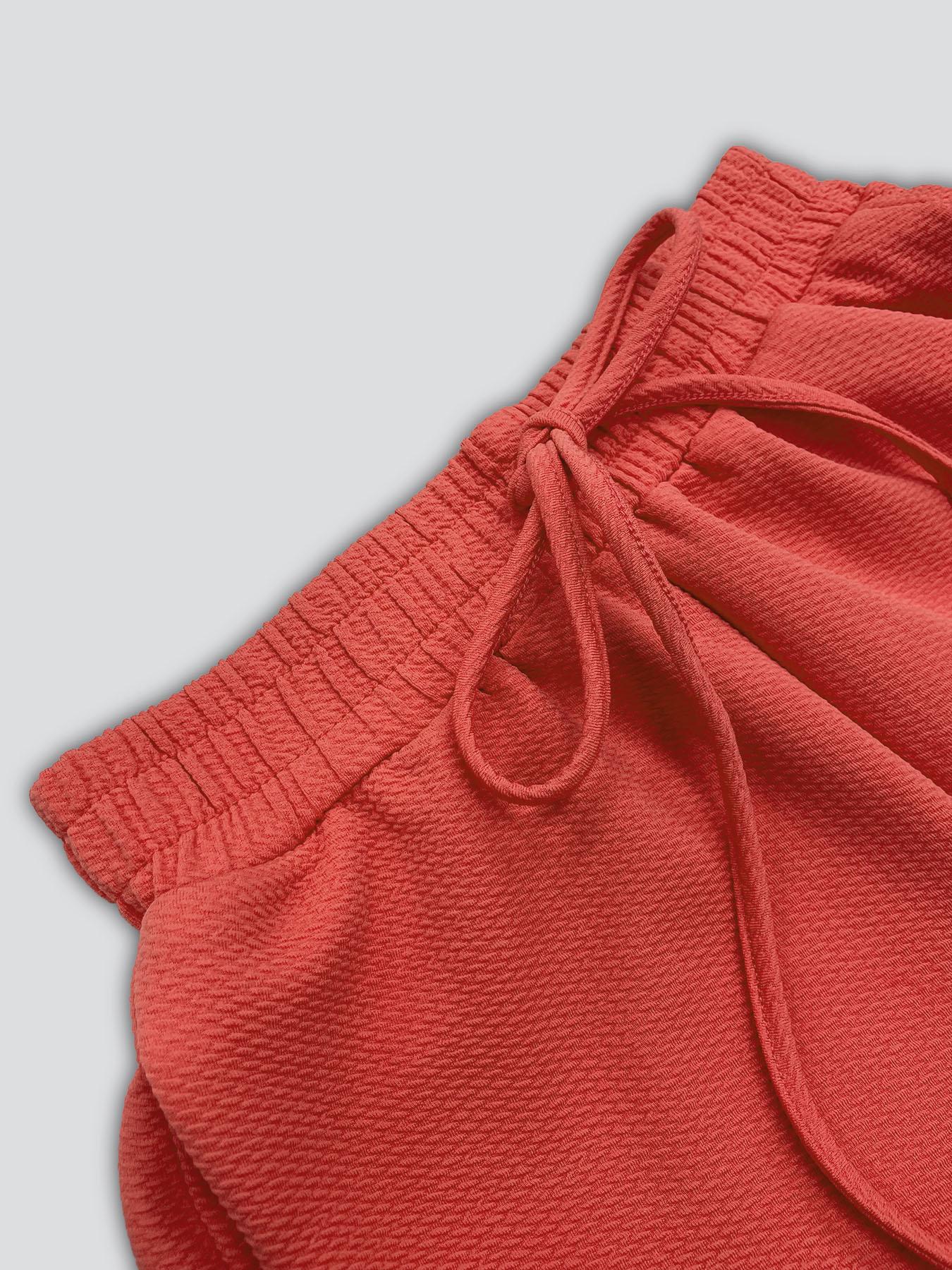 Women's Solid Short Sleeve Crop Top & Drawstring Waist Shorts Set, Casual Fashion Cozy Breathable Two-piece Set for Daily Outdoor Wear, Women Clothes for Summer