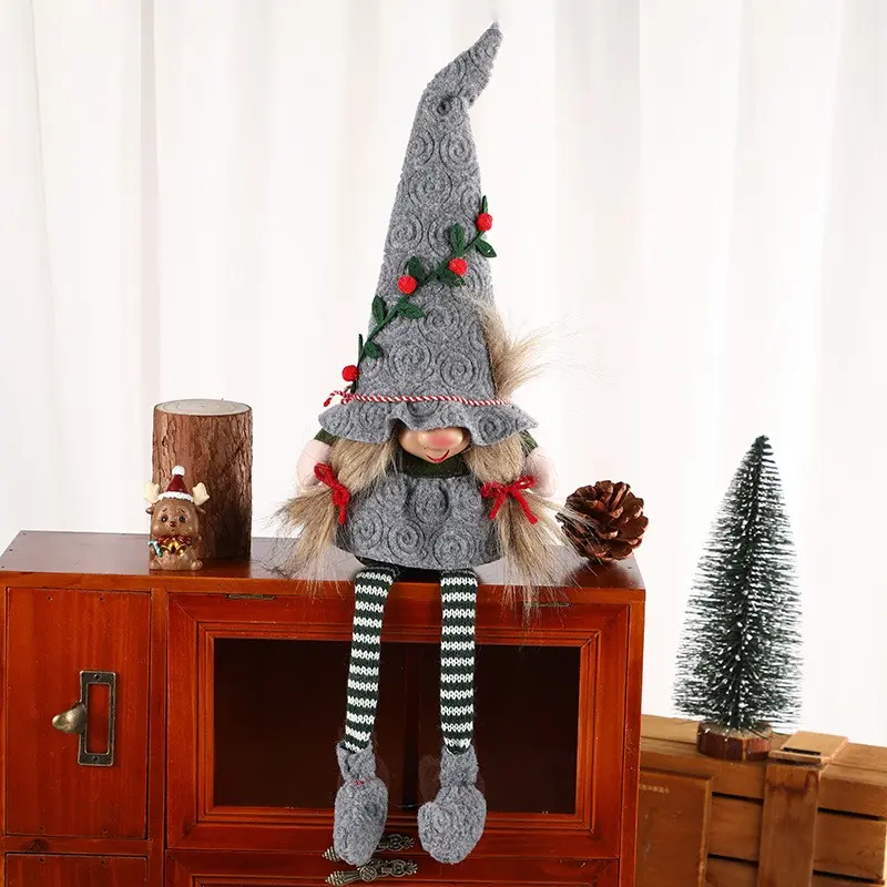 1pcs Witch Doll Christmas Halloween Decoration, Rudolph Long Leg Faceless Santa Figure, Holiday Ornament, Festive Display Piece