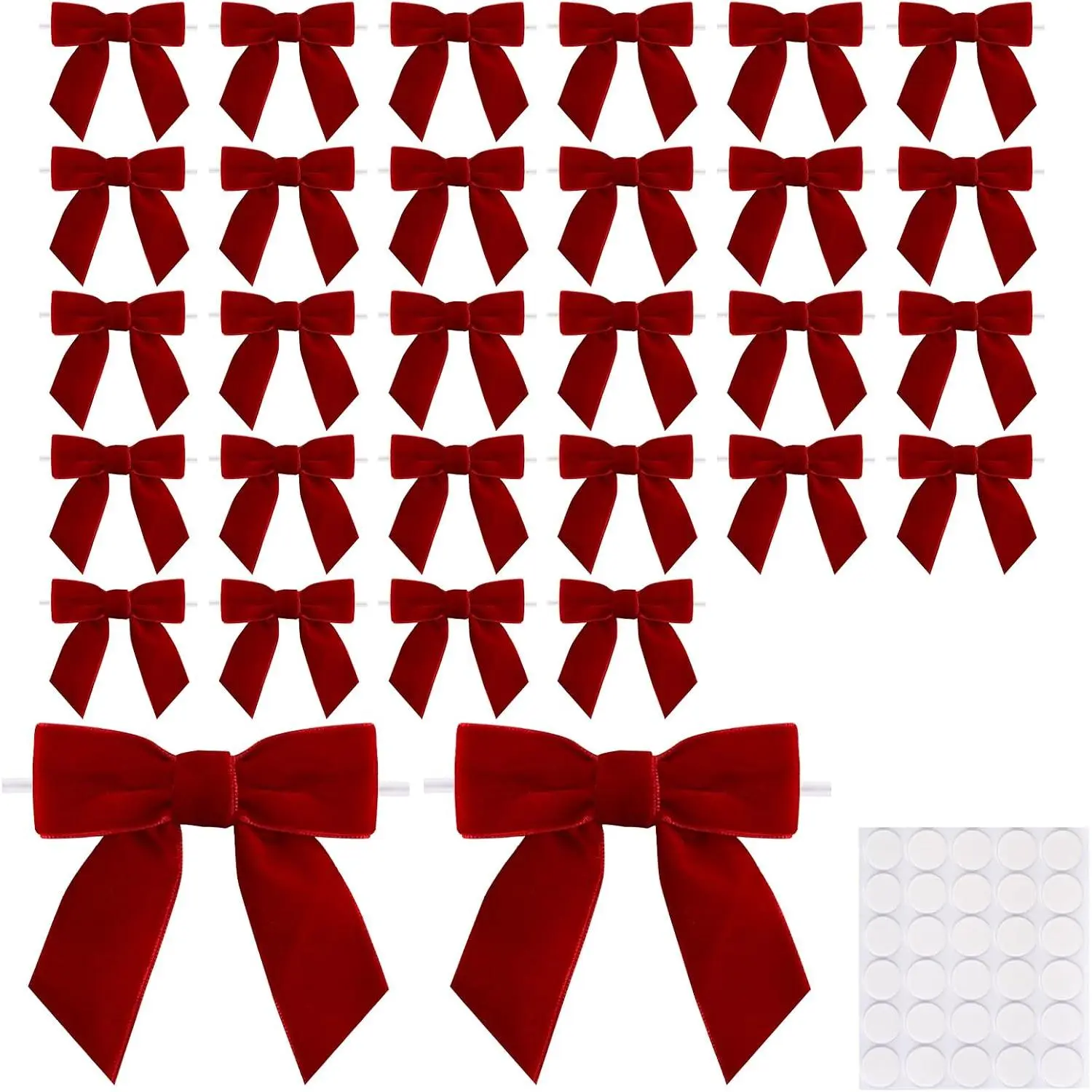 30 Counts 3.15Inch  Bows with Adhesive Dots, Self-Adhesive Christmas Bows for  Wrapping Boxes, Wedding Decor, Christmas Tree Ornaments ( Red)