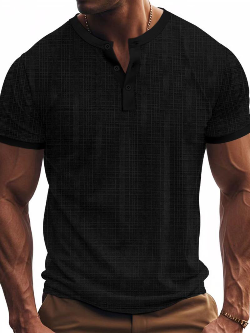 Men's Regular Fit Solid V Neck Short Sleeve Tee, Casual Comfy Breathable T-shirt for Summer, Men's Top for Daily Wear, Tropical