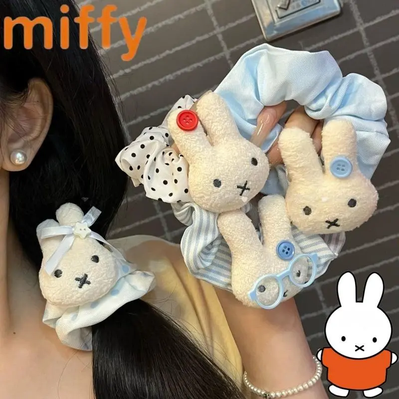 Cute Miffy Rabbit New Sweet Creative Cartoon Pattern Fashionable Portable Versatile Large Scrunchie for Girls Simple Hair Tie