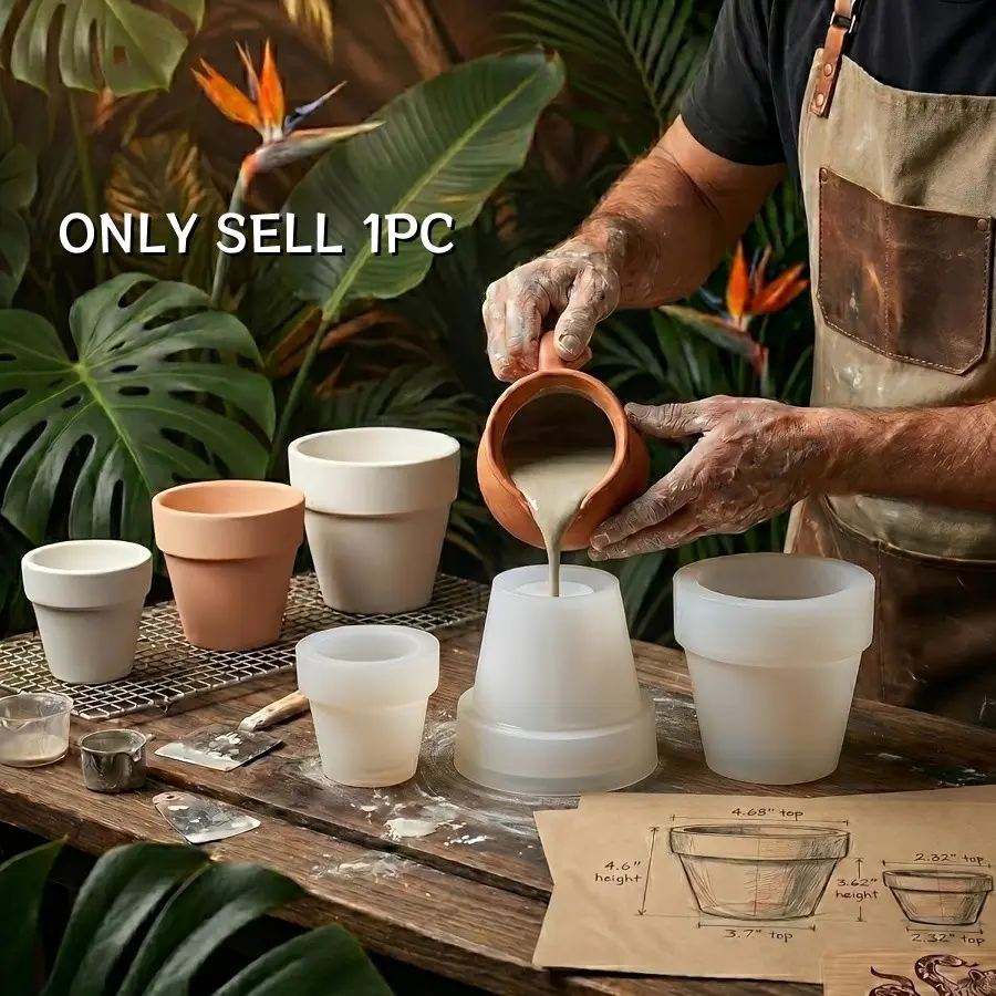 DIY Resin Mold Set, Three Sizes Flower Pot Decorative Molds, Ideal for Resin Casting, Home Decoration, Candle Making, Silicone Mold