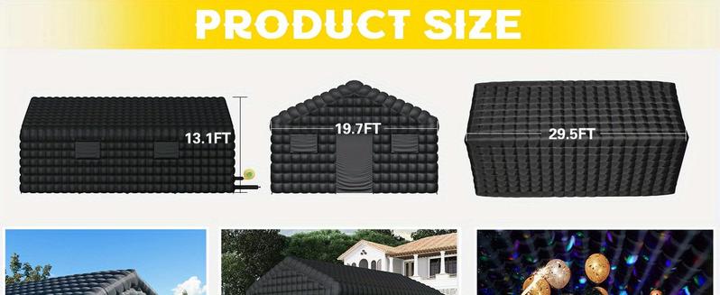 Inflatable Nightclub 30x20x13 Ft, Inflatable Party Tent with 1100w Blower Night Club Tent for Birthday Party Wedding Backyard Rental Business, Black/White