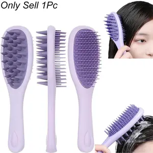 Long Handle Silicone Scalp Massager Comb, Dual-Function Two-Sided Bristle Hair Brush, Ideal for Daily Use and Hair Care, Perfect for Shampooing and Styling
