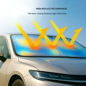 Laser Car Windshield Sun Shade | Reflector Sunshade Offers Ultimate Protection for Car Interior | Cool Reflective Sun Blocker Fits Sedan/SUVs, MPVs. (57x29.5 in),Summervibes summerwins