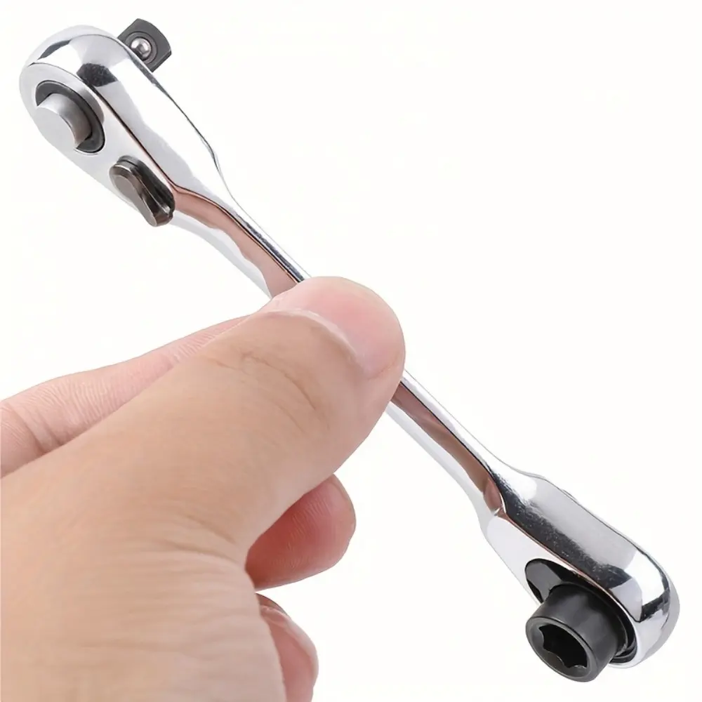 Mini 2-in-1 Ratchet Wrench Tool｜1/4" Square Drive & Hex Socket Dual Head｜Compact Portable Hand Tool for Repair & DIY