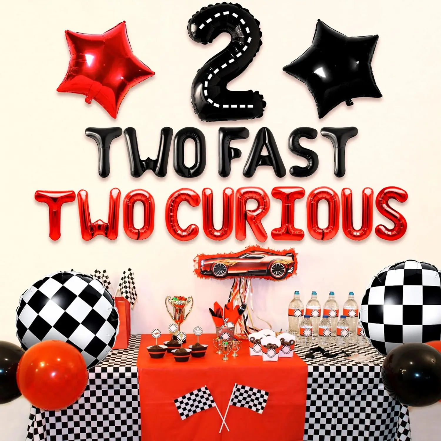 Fast Curious Birthday Banner, Balloons, Racing Car Party Decorations