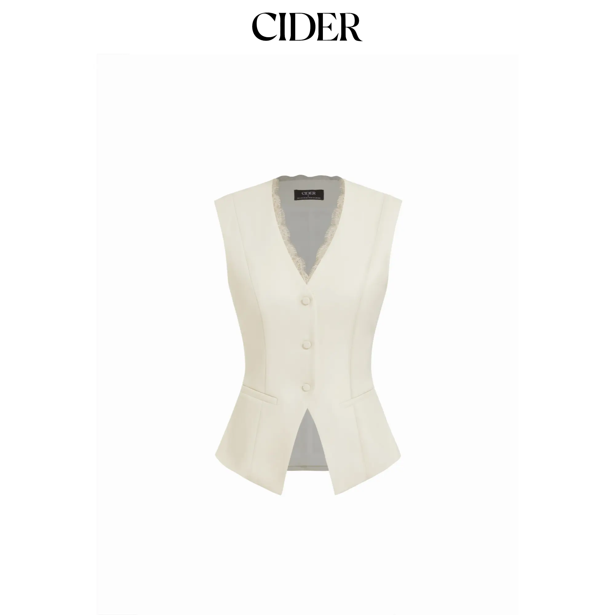 Cider V-neck Lace Trim Waistcoat Top