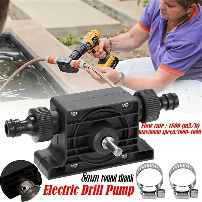 Latest Upgrade Home Mini Self-Priming Pump, Hand Drill Driven Direct Water Pump, Diesel Pump, Portable Manual Water Pump, Small Household Water Pump