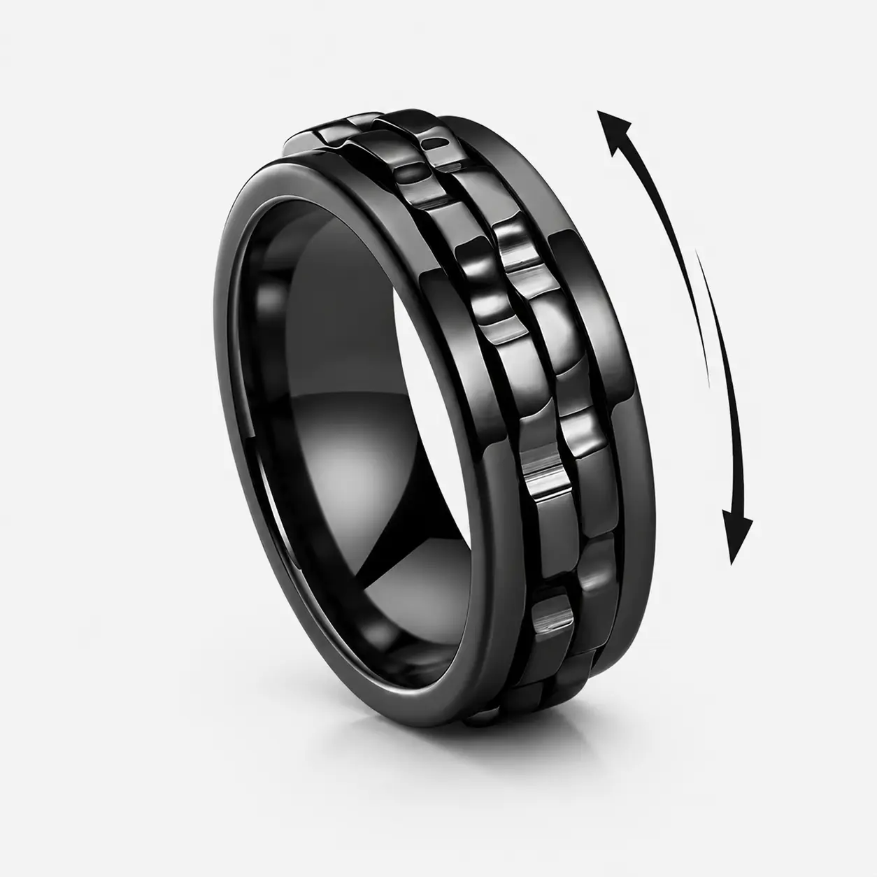 Men’s Titanium Steel Anxiety Spinner Ring – Gear Design Fidget Ring for Stress Relief, Focus & Everyday Wear, Elegant Rotating Jewelry Gift for Him