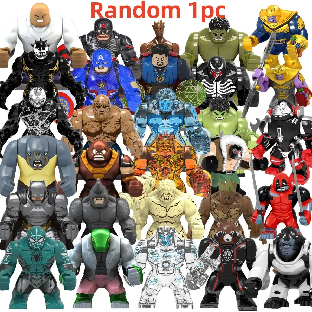 Blind Box Mini Building Blocks PG1805 Figures Big Goblin Spiderman Iron Man Venom Captain Hawk Deadpool Armor Christmas Gift Toy