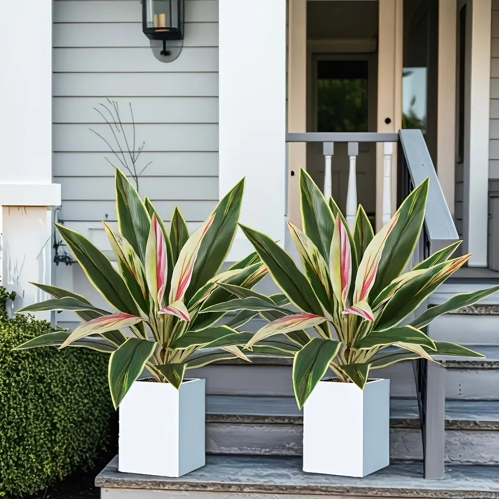 2pcs 39.37-Inch Artificial Plants, Fake Indoor Plants, 17 Large Leaves, Dragon Blood Tree, Rainforest Style, Ideal for Garden, Home, Hotel, Wedding, Moving, Holidays