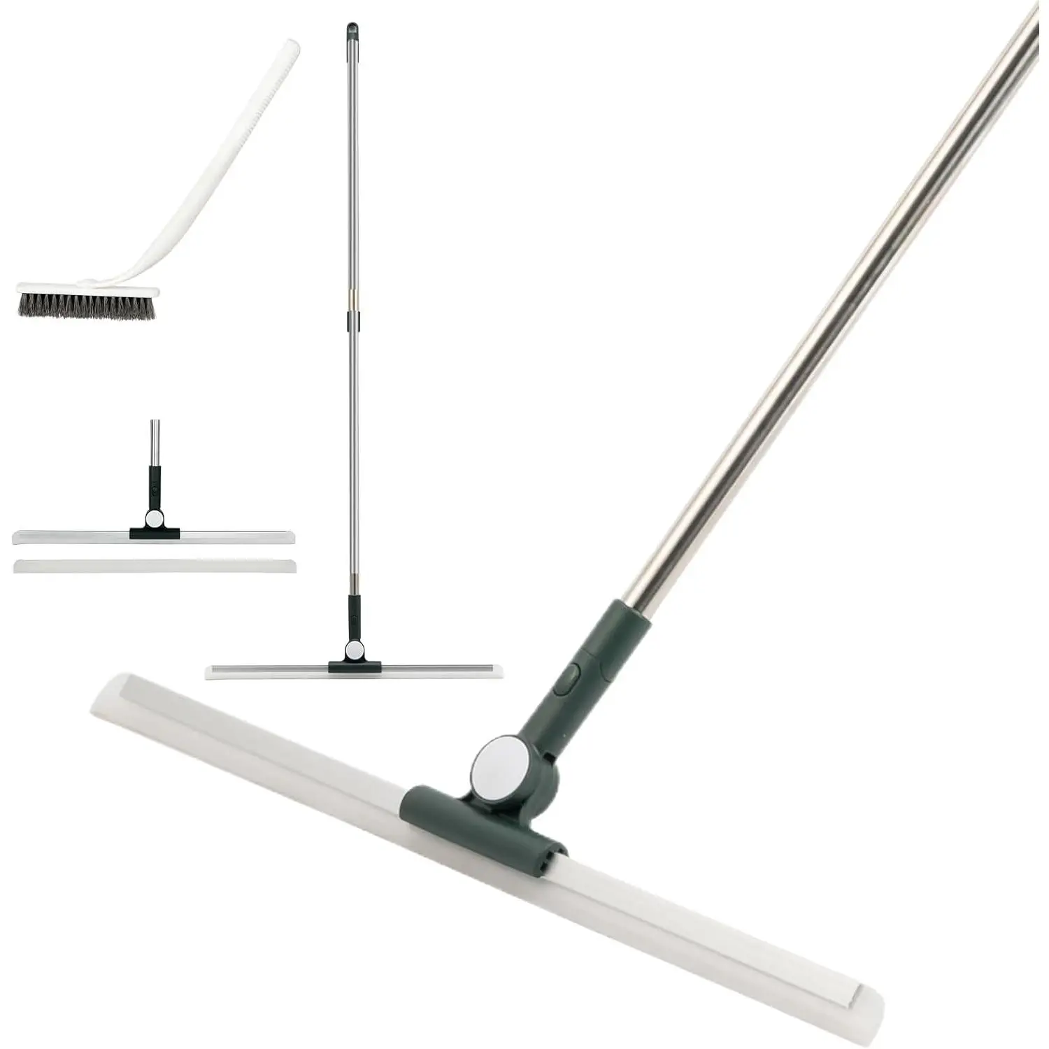 29"-49" Telescopic Pole Floor Squeegee  Concrete Floor, 21.85" Wide Heavy-Duty Squeegee with Detachable Stiff Brush, Large Squeegee Broom  Tile Floor, Garage, Swimming Pool, Bathroom