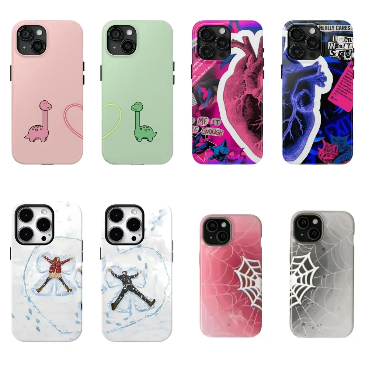 Couple Matching Heart Themed Smartphone Casing, Fashionable Gift for Couples, Compatible with iPhone 12-17 Pro Max/Pro Plus & Samsung Galaxy S22-S26 Ultra Plus Handheld Cellphone Devices