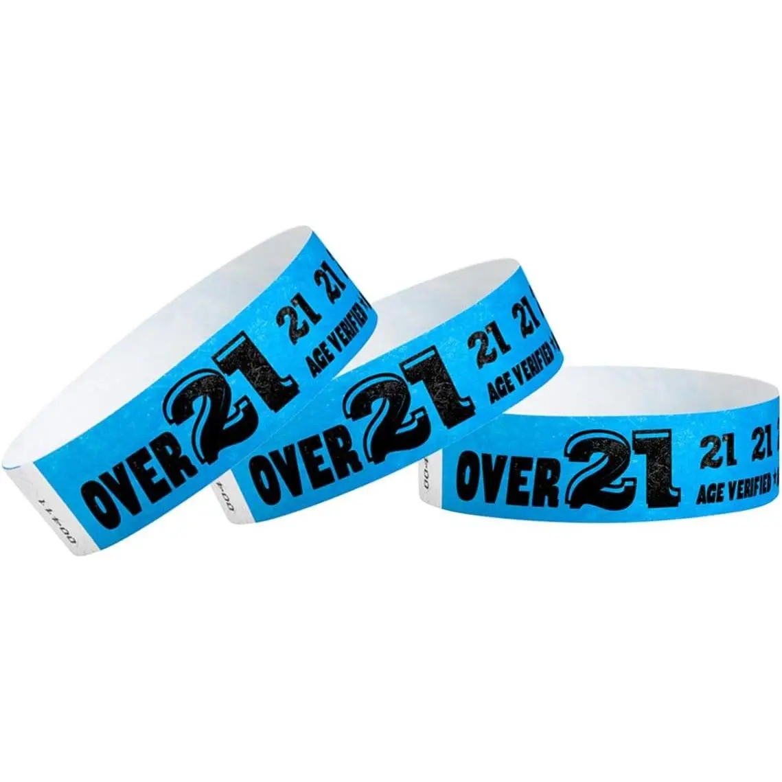 500 Over 21 Neon Blue Tamper-Proof Wristbands / ID Bracelets for Events, Concerts, Party Security, VIP Admission - Comfortable, Water/Tear-Resistant, USA Made