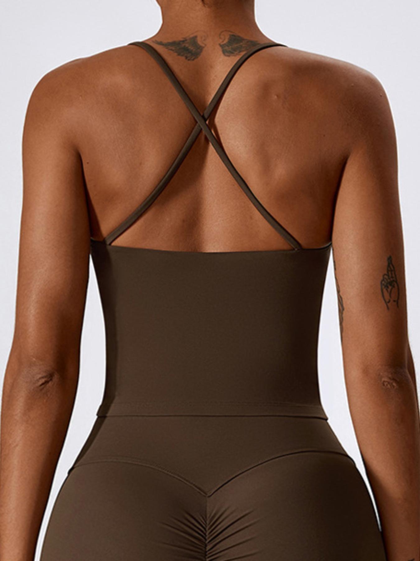 Criss-Cross Backless Sports Vest, Y2K Streetwear Running Vest, Casual Comfy Breathable Cami Top for Yoga, Running and Fitness, Sleeveless Workout Activewear for Summer, Sport Vests