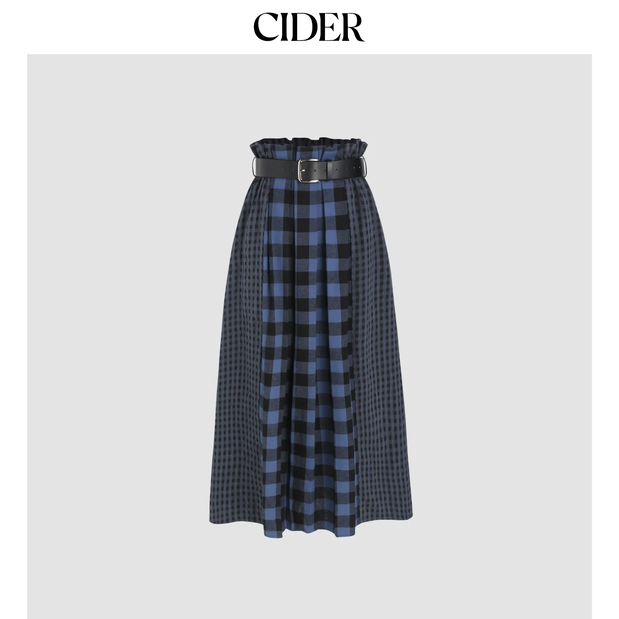 Cider [size 0-10] High Waist Plaid Patchy Belted Maxi Skirt
