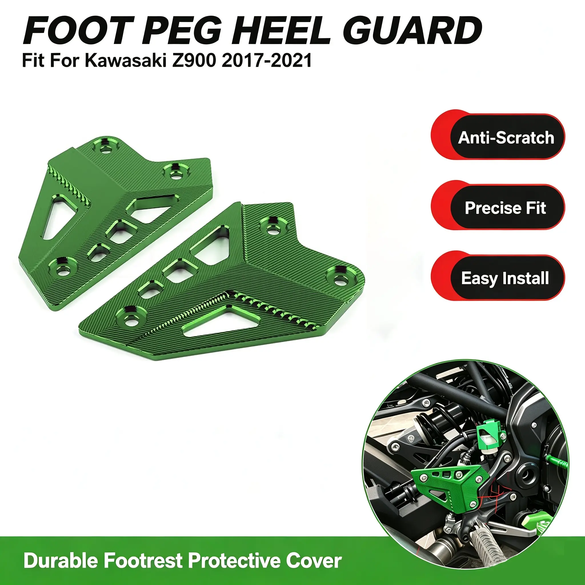 Kawasaki Z900 Aluminum Alloy Rear Footrest Decorative Plate Cnc Protection Cover, Anti-Drop Block Motorcycle Accessories