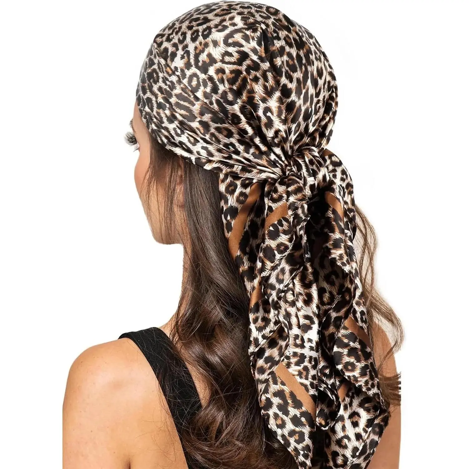 35" Leopard Print Silk  Scarf for Women Hair  Scarf Large Bandana