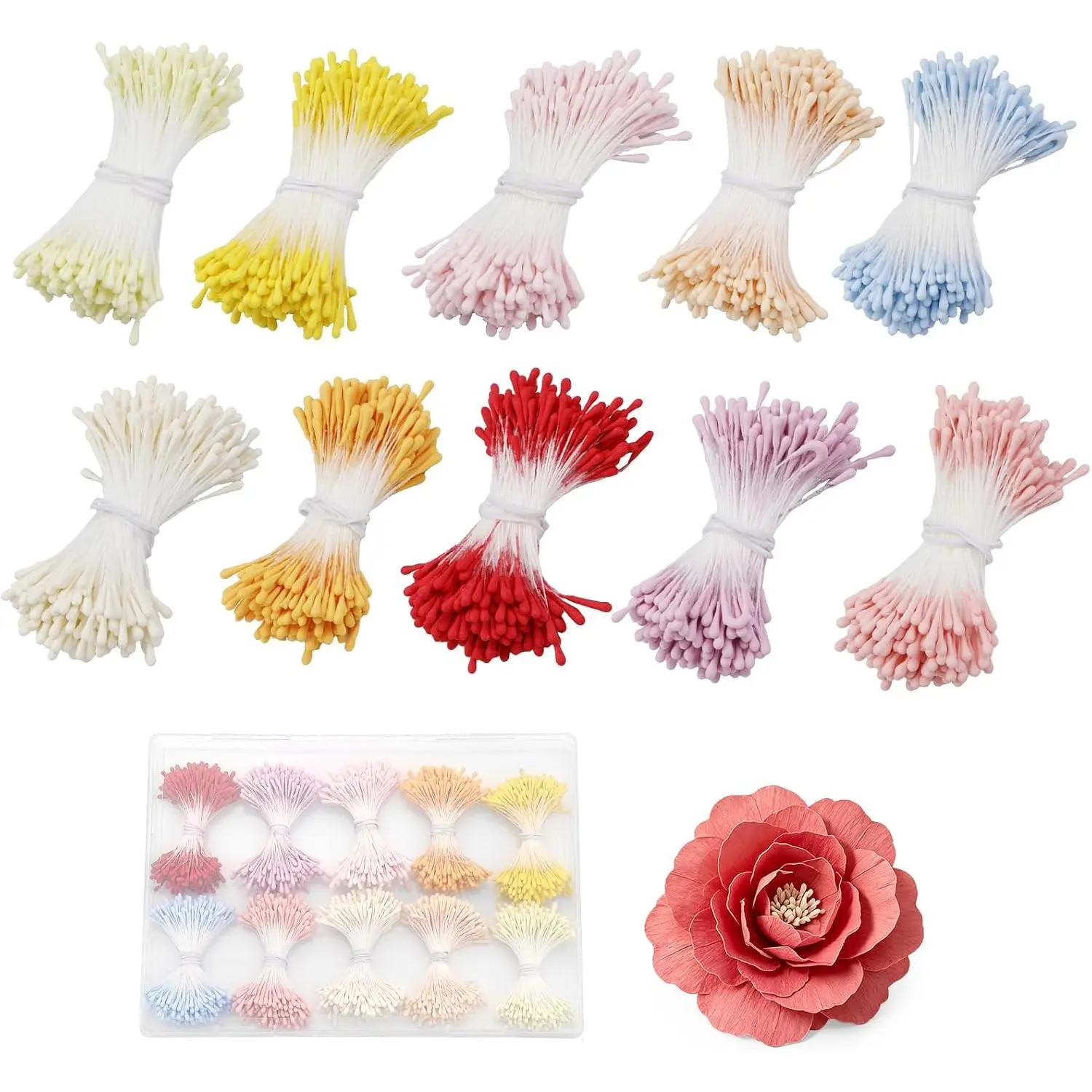 2000 count Flower Stamens, 2mm Stamens for Flower Making, Double Heads Artificial  Stamen, Artificial Flower Stamen for Crafts,  Artificial Pistil for Flower Making Supplies Crafts