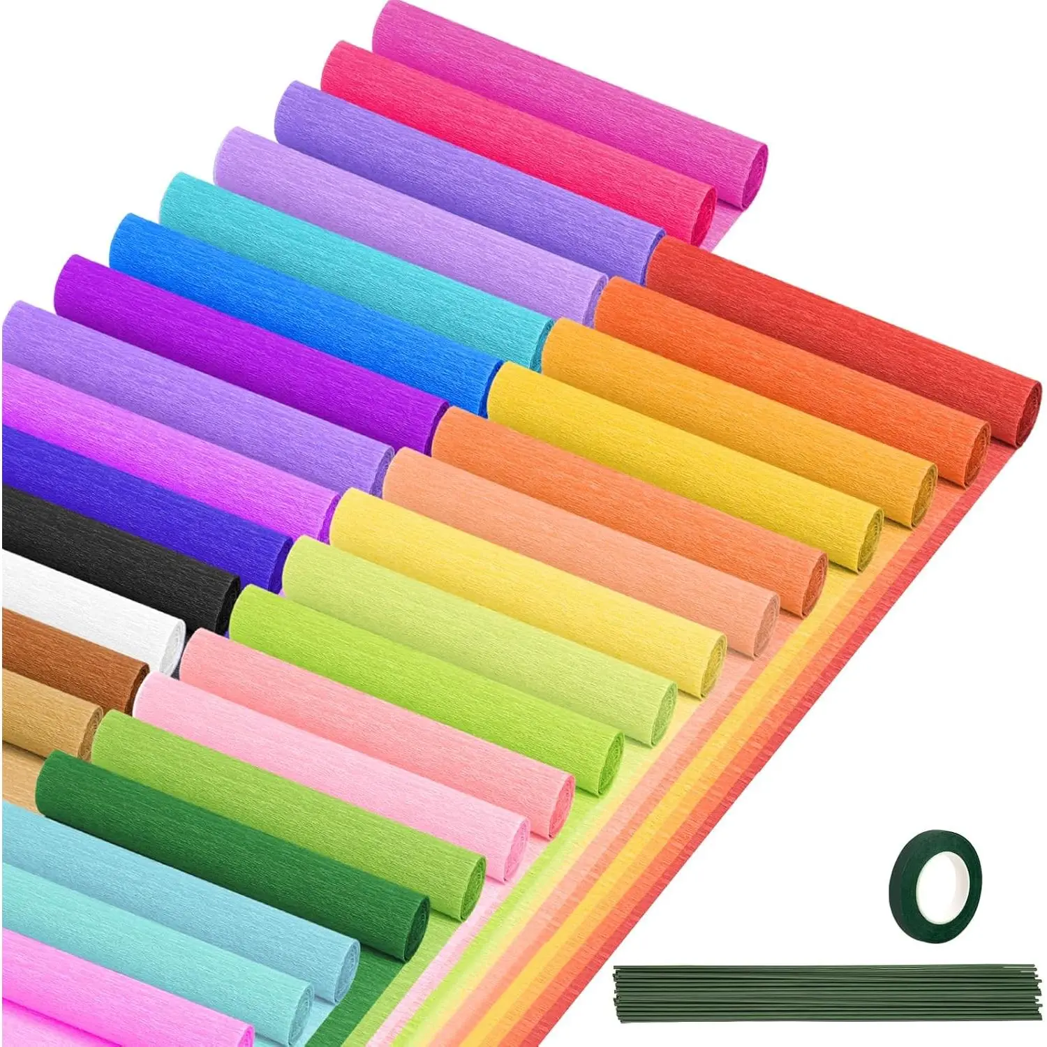 Crepe Paper Streamers 30 Rolls, 10 x 98Inch 30 Rainbow Colors for DIY Paper Crafts Paper Flower Wrapping Birthday Wedding Holiday Party Decorations