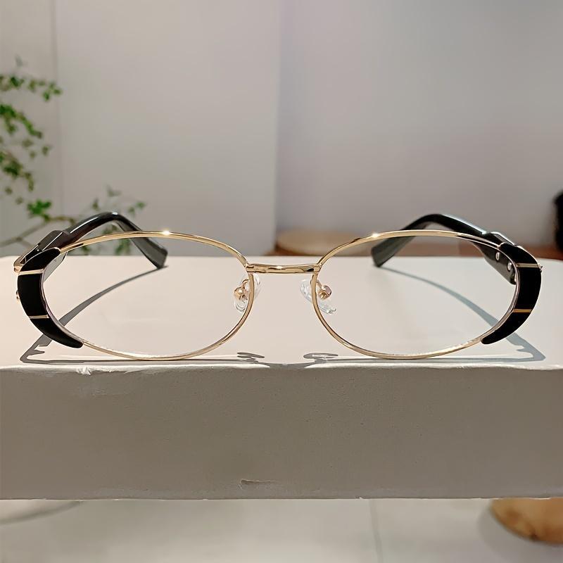 Retro Full-Frame Oval Glasses for Women, Multi-Color Gradient Lenses, Lightweight Plastic Frame, Fashionable Black Eyewear for Stylish Looks rectangle high negative lens men gradient lens trendy casual round frame Reading lentes fashion night vision