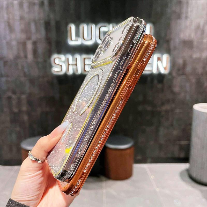 OREKROY Luxury Bling Glitter Case for iPhone 17 Pro Max, 17 Air, 17 Pro, 16, 15, 14, 13, 12 Pro Max – MagSafe Compatible, Sparkle Rhinestone Diamond Protective Case, Shockproof, Camera Lens Protector, Premium Plating, Perfect for Women & Girls