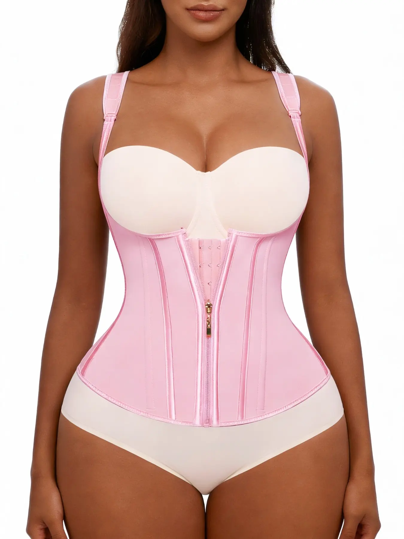 High Waist Abdominal Shapewear for Women, Outer Zipper & Inner Button Closure, Slimming Bodycon Design, Comfortable Daily Wear