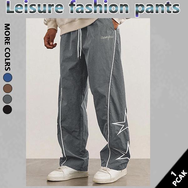 Men‘s Loose Sports Pants Men Trousers Star pattern embroidery designComfortable DesignAthleisure Style Bottoms Athletic Bottoms Gymwear streetwear fall outfits outfits men gym athletic clothes