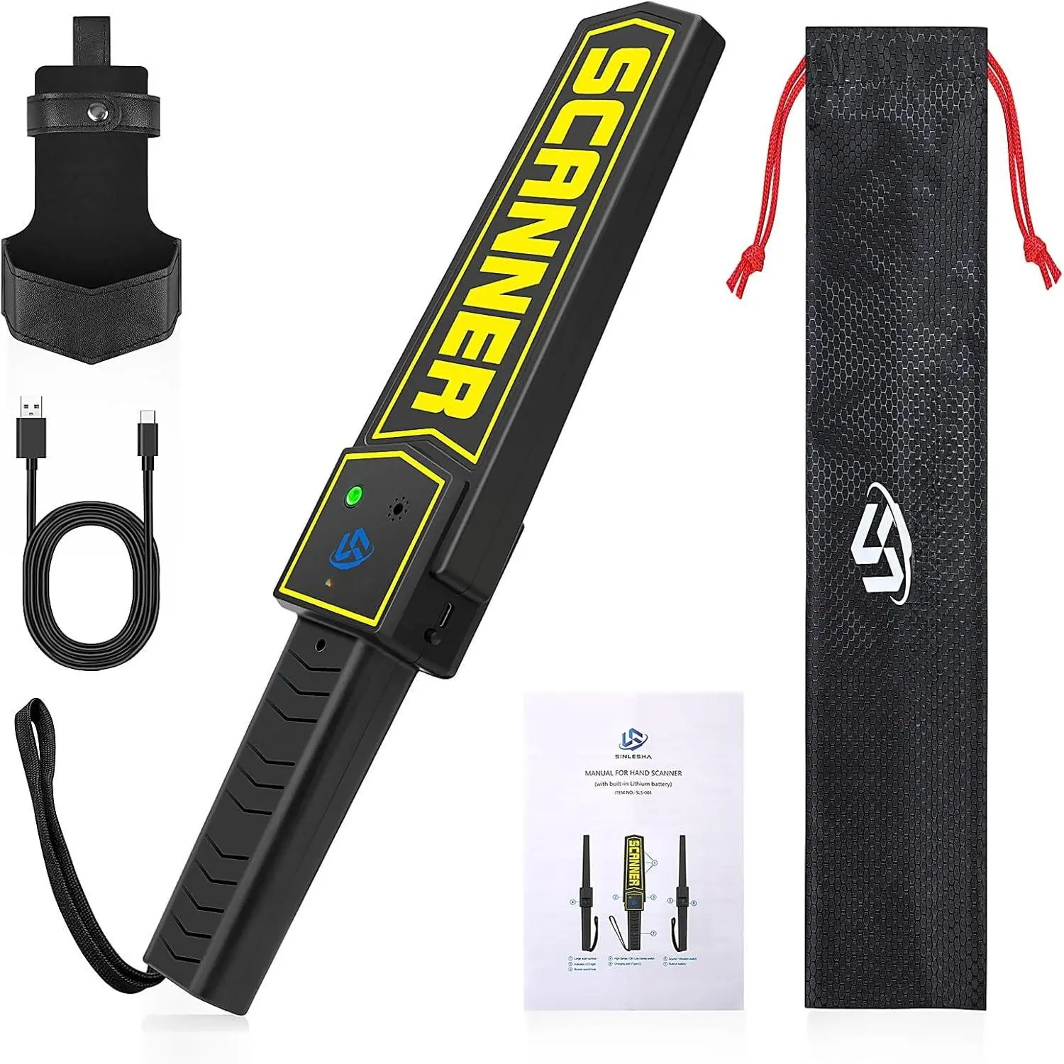 Handheld Metal Detector Wand Rechargeable, High-Sensitivity  Detector, for  Inspection, Detect Various Metal Objects, Nails, ,  (with -in )